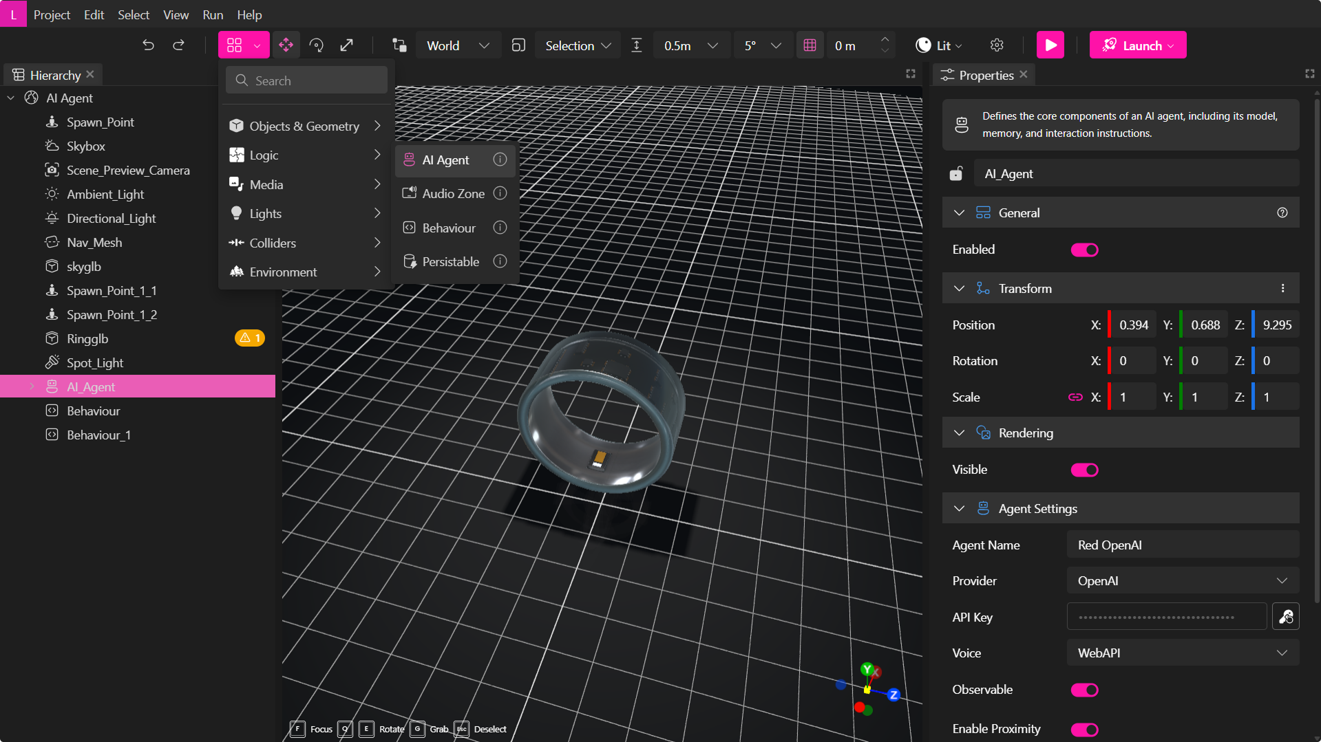 AI Agent in Elements Menu