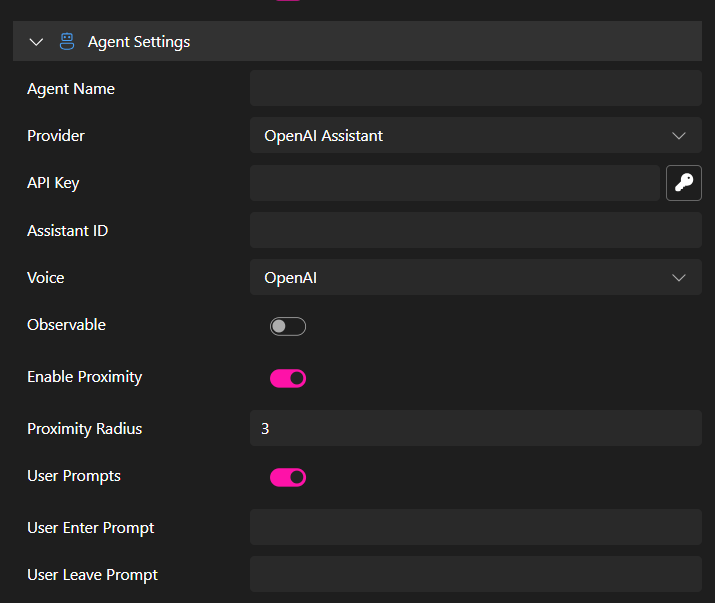 AI Agent Properties Panel