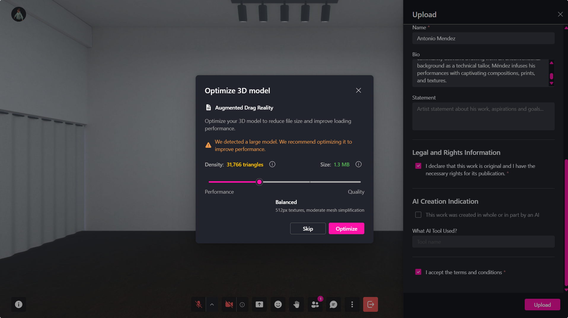 Screenshot of avatar selection screen